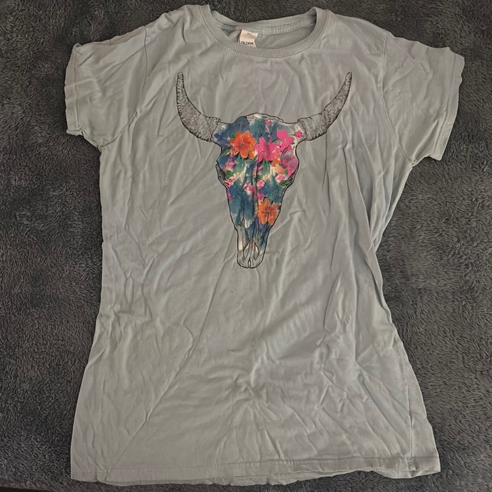 Gildan Gray Pink Graphic Relaxed T-Shirt